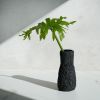 Small Fluted Vase in Textured Carbon Black Concrete | Vases & Vessels by Carolyn Powers Designs. Item made of concrete & glass compatible with minimalism and contemporary style