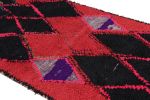 Vintage Moroccan Rug in Pink with Black Diamond Medallions | Area Rug in Rugs by Rug and Kilim