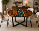Round Epoxy Dining Table, Resin Wood Coffee Table Top | Tables by Innovative Home Decors. Item composed of wood compatible with country & farmhouse and art deco style