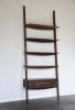 Mid Century Modern Walnut Ladder Shelf with Drawer | Shelving in Storage by LIRIO Design House+. Item made of oak wood works with minimalism & mid century modern style