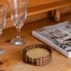 Scallop Brass Coasters with Rattan Holder (set of four) | Tableware by Hastshilp