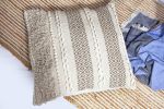 Emily boho Artisanal Handloom Cushion_ woven textured cotton | Pillows by Humanity Centred Designs. Item composed of cotton and fiber in boho or minimalism style