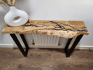 Resin Lichtenberg Figure Live Edge Oak Table Standard Depth | Console Table in Tables by Cutting Edge Creations. Item made of oak wood works with contemporary & modern style