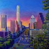 Austin Skyline Sunset | Oil And Acrylic Painting in Paintings by Dan Terry. Item composed of canvas