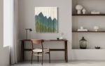 SIERRA GREEN Mountain Landscape Wall Tapestry | Macrame Wall Hanging in Wall Hangings by Wallflowers Hanging Art. Item composed of oak wood & wool compatible with boho and mid century modern style