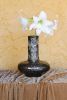 Tall Noir Vessel with Vine and Floral detail | Vases & Vessels by Twinette Poterie. Item composed of ceramic in minimalism or contemporary style