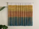 MOROCCO Mustard Ochre Teal Textile Wall Hanging | Macrame Wall Hanging in Wall Hangings by Wallflowers Hanging Art. Item made of oak wood with wool works with boho & eclectic & maximalism style