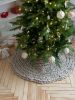 Knitted Christmas tree skirt in champagne color | Small Rug in Rugs by Anzy Home. Item composed of cotton