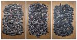 Presque Vu Triptych | Collage in Paintings by Glen Gauthier | Madron Gallery in Chicago. Item made of canvas with paper works with mid century modern & contemporary style