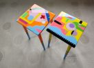 Colorful Pop Art Resin Side,End Tables | Side Table in Tables by Epoxy Coffee Table Shop. Item composed of wood in boho or contemporary style