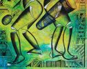 Drum Players | Oil And Acrylic Painting in Paintings by Mwenye painter. Item made of canvas with synthetic