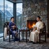 Legacy Ming Style Taishi Armchair Trio Set with Marble Inlay | Chairs by Dynasty Artisan. Item composed of wood in contemporary or eclectic & maximalism style