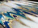 Blue Currents | Oil And Acrylic Painting in Paintings by Wall Jewelry by Robyn Camargo. Item made of canvas