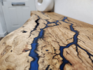 Resin Lichtenberg Figure Live Edge Oak Table Standard Depth | Console Table in Tables by Cutting Edge Creations. Item made of oak wood works with contemporary & modern style