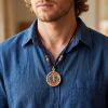 Mahavairocana Thangka Gold Zodiac Pendant Amulet Art | Ornament in Decorative Objects by Dynasty Artisan. Item made of metal works with contemporary & eclectic & maximalism style