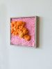 Framed Fiber Wall Art – Pink and Orange Textured Weaving | Wall Hangings by Camille McMurry. Item made of oak wood & wool compatible with art deco style
