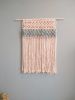 Cream Wall Hanging with Aqua Roving | Macrame Wall Hanging in Wall Hangings by Q Wollock. Item composed of cotton and fiber