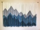 SIERRA TEAL Custom Dyed Wall Tapestry Mountain Landscape | Macrame Wall Hanging in Wall Hangings by Wallflowers Hanging Art. Item composed of oak wood and wool in boho or mid century modern style