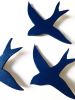 We Three Together - Set Of 3 Deep Navy Blue Swallow | Wall Sculpture in Wall Hangings by Elizabeth Prince Ceramics. Item made of ceramic compatible with contemporary and country & farmhouse style