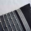 Ebony Black Grey Handwoven Lumbar Pillow | Pillows by ichcha. Item composed of cotton