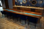 LED Lit Resin Walnut Bar Top | Dining Table in Tables by Chagrin Valley Custom Furniture. Item made of walnut with synthetic works with contemporary style