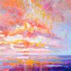 Beautiful Sunset Ocean Cloudscape Painting | Oil And Acrylic Painting in Paintings by Dorothy Fagan Fine Arts. Item composed of canvas compatible with contemporary and coastal style