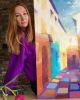 Stroll through the colorful streets | Oil And Acrylic Painting in Paintings by OXYPOINT. Item made of wood with canvas works with contemporary & modern style