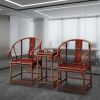 Heritage Prince Kung's Longevity Horseshoe Armchair Trio Set | Chairs by Dynasty Artisan. Item composed of wood in minimalism or eclectic & maximalism style