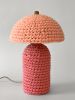 The Knitty Table Lamp in Bubble Gum Pink and Sherbert | Lamps by Meg Morrison. Item composed of fabric and ceramic in boho or mid century modern style