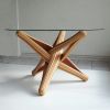 "lock" sculptural caramel and natural bamboo dining table | Tables by JAN PAUL. Item made of bamboo with glass works with mid century modern & contemporary style