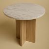 Round Side Table in Travertine and Oak - SHERMAN by Lebanto | Tables by Lebanto. Item made of oak wood & marble compatible with minimalism and contemporary style