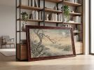 Hand-Painted Silk: Lin Bu Plum Blossom Moon Art on Silk/Xuan | Oil And Acrylic Painting in Paintings by Dynasty Artisan. Item made of wood with fabric works with contemporary & eclectic & maximalism style
