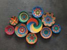 Set of 10 Orange Wall Plate Boho Wall Decor | Ornament in Decorative Objects by Sarmal Design. Item composed of cotton and synthetic in boho or art deco style