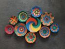 Woven Wall Basket Set: Boho African Decor, Orange Plates (10 | Decorative Plate in Decorative Objects by Sarmal Design. Item composed of cotton and synthetic in boho or contemporary style