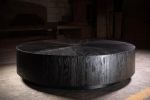 Segmented Round Black Oak Coffee Table | Tables by Aeterna Furniture. Item composed of oak wood