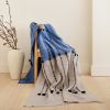 Mari Serene Blue Gray Calming Hues Hand Woven Hand Knotted T | Throw in Linens & Bedding by Studio Variously. Item in minimalism or contemporary style
