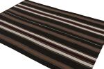 Vintage Turkish Kilim Rug in Brown, Black & White Stripes | Area Rug in Rugs by Rug and Kilim