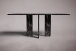 Luna Rectangular Alexander Black Marble Dining Table | Tables by HamamDecor LLC. Item made of marble works with mediterranean & modern style