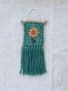 Mini Woven Wall Hanging Decor - Sunflower Embroidery | Macrame Wall Hanging in Wall Hangings by Hippie & Fringe. Item made of fiber
