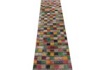 Vintage Mid-Century Geometric Green And Multi-Color Wool | Area Rug in Rugs by Rug and Kilim