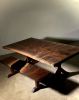 Live Edge Walnut Table and Trestle Base | Dining Table in Tables by Citizen Wood Company. Item made of walnut