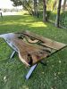 Custom Clear Resin Table - Live Edge Table - Wood Table | Dining Table in Tables by Tinella Collection. Item made of wood works with contemporary & art deco style