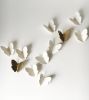 Set of 11 Gold & White Porcelain Ceramic Butterflies | Wall Sculpture in Wall Hangings by Elizabeth Prince Ceramics