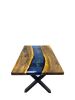Space Blue Epoxy Resin Table - Custom Dining Table | Tables by Tinella Wood | New Mexico State Capitol in Santa Fe. Item composed of walnut in boho or minimalism style