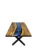 Space Blue Epoxy Resin Table - Custom Dining Table | Tables by Tinella Collection | New Mexico State Capitol in Santa Fe. Item composed of walnut in boho or minimalism style
