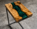 Luxury Epoxy C-Shape Side Table, Resin Wood End Table | Tables by Innovative Home Decors. Item made of wood compatible with country & farmhouse and art deco style