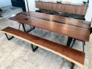 Walnut River Dining Table with Matching Bench | Tables by Chagrin Valley Custom Furniture. Item composed of walnut and steel in contemporary or modern style