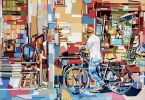 At the flea market | Oil And Acrylic Painting in Paintings by Noemi Safir Artist. Item composed of canvas in contemporary or industrial style