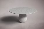 Pearl Italian Carrara Marble Round Dining Table | Tables by HamamDecor LLC. Item composed of marble in mediterranean or modern style