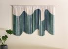 RIBBON Green Shaded Flowing Custom Hand Dyed Wall Hanging | Tapestry in Wall Hangings by Wallflowers Hanging Art. Item composed of oak wood and wool in mid century modern or contemporary style
